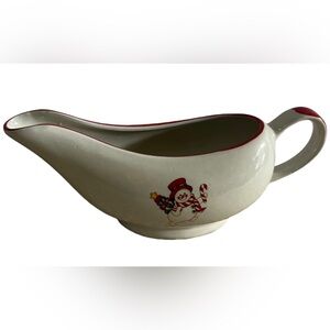 Christmas Stoneware Gravy Boat Winter Snowman Pattern